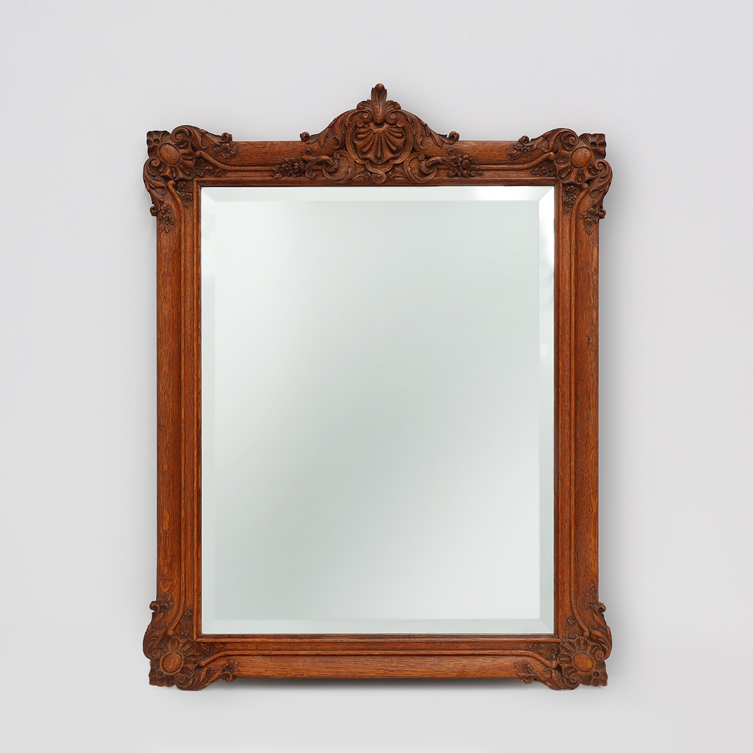 Baroque carved wooden beveled mirror in Louis XV style, France 1900s-img